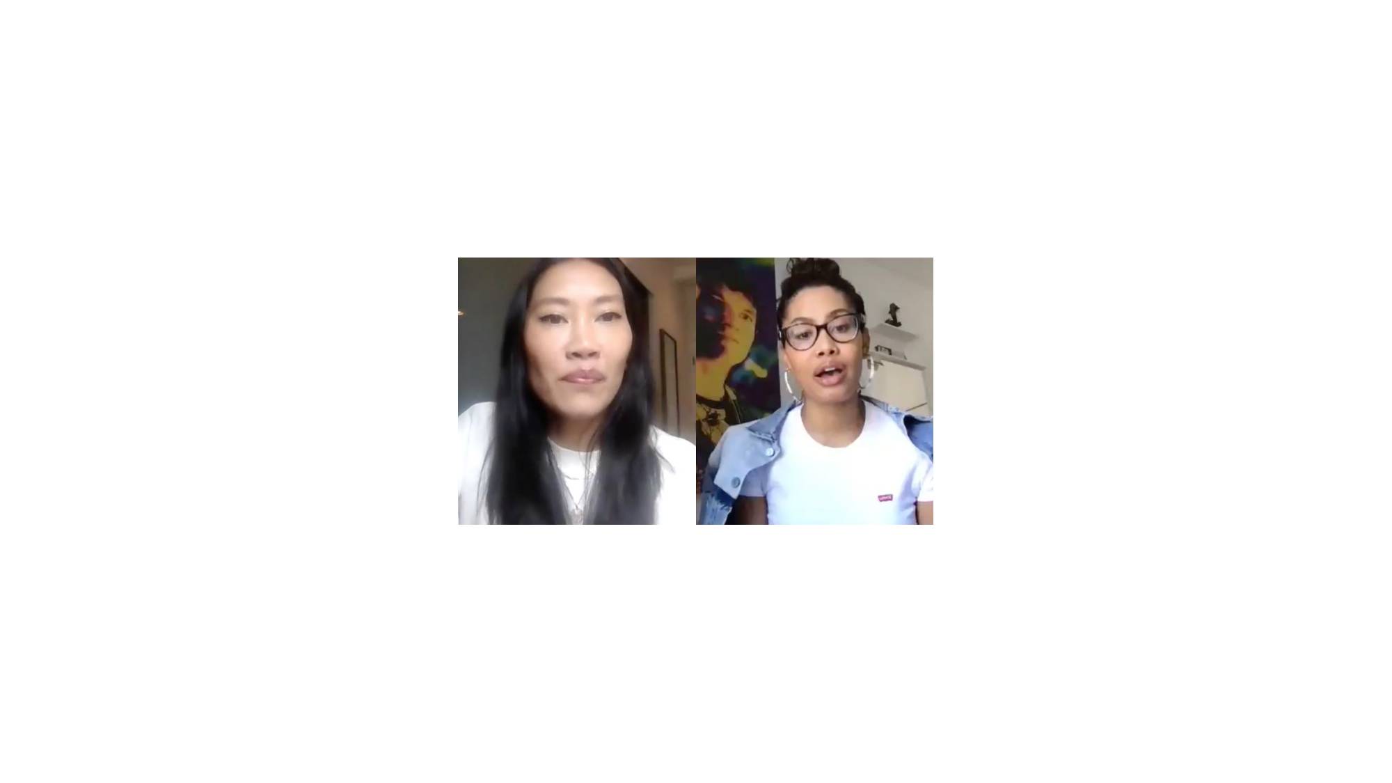 Screenshots from a zoom conversation, two photos, the first is Melissa Magsaysay and the second is Leyna Bloom.