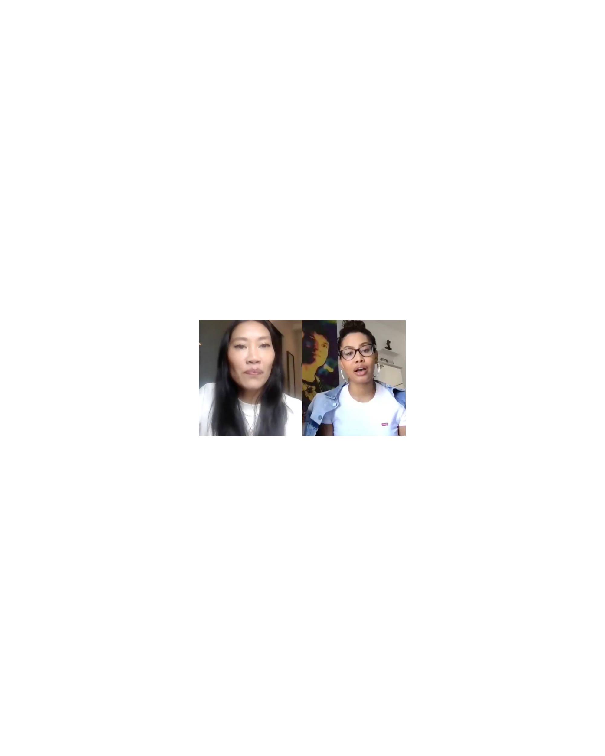 Screenshots from a zoom conversation, two photos, the first is Melissa Magsaysay and the second is Leyna Bloom.